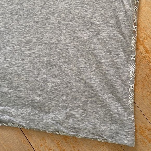 J. CREW Floral Metallic Lace Overlay T-Shirt - Picture 7 of 9
